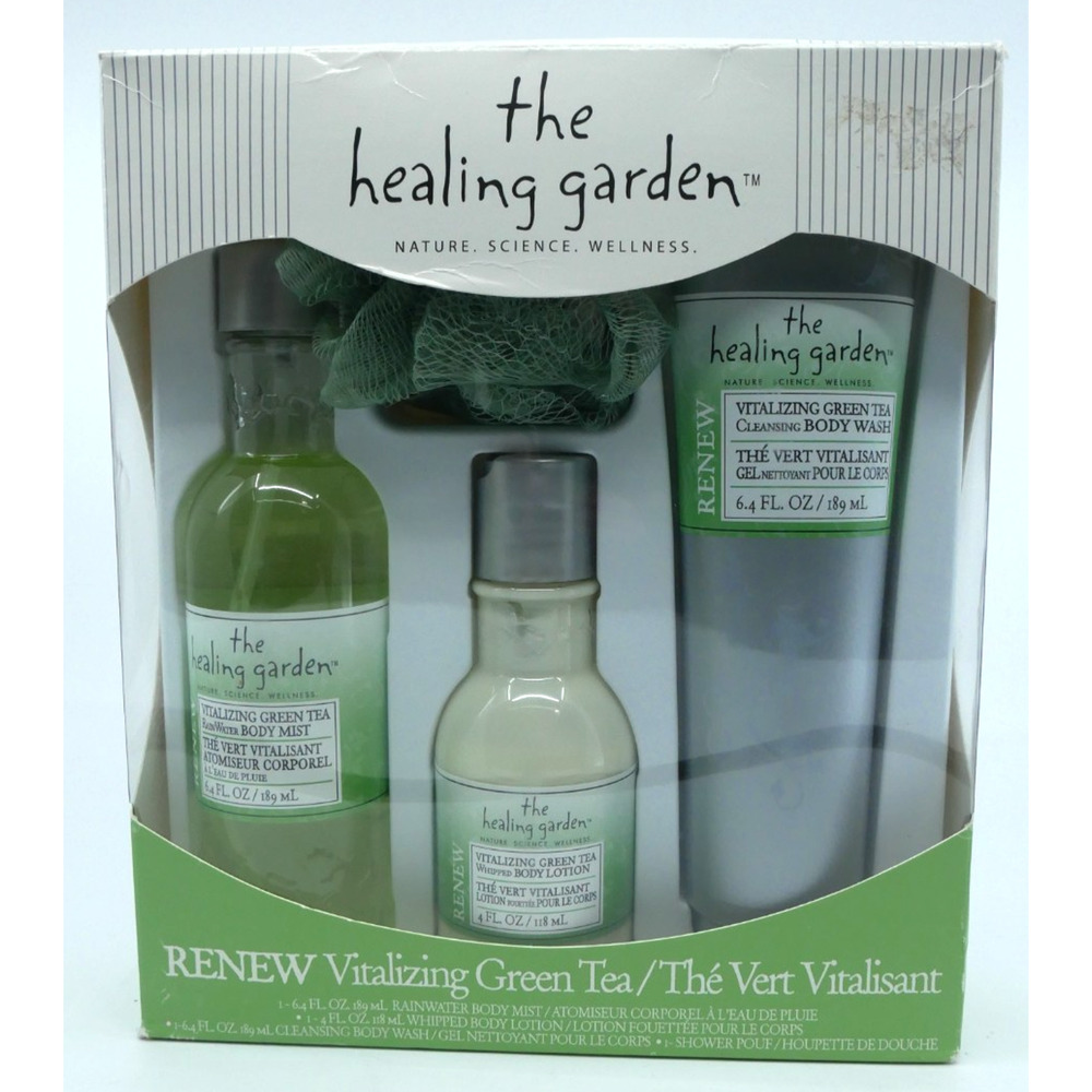 The Healing Garden Vitalizing Green Tea 4 Pc Set 6.4 Oz Body Mist Wash & Lotion